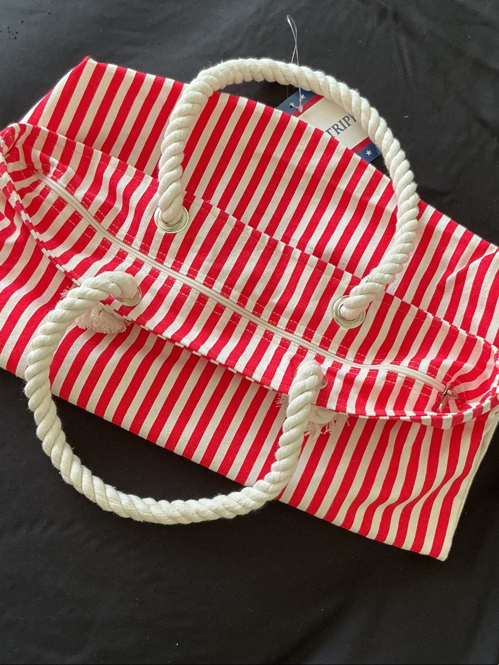 Red & White Striped Rope-Handle Tote - Picture 4 of 5